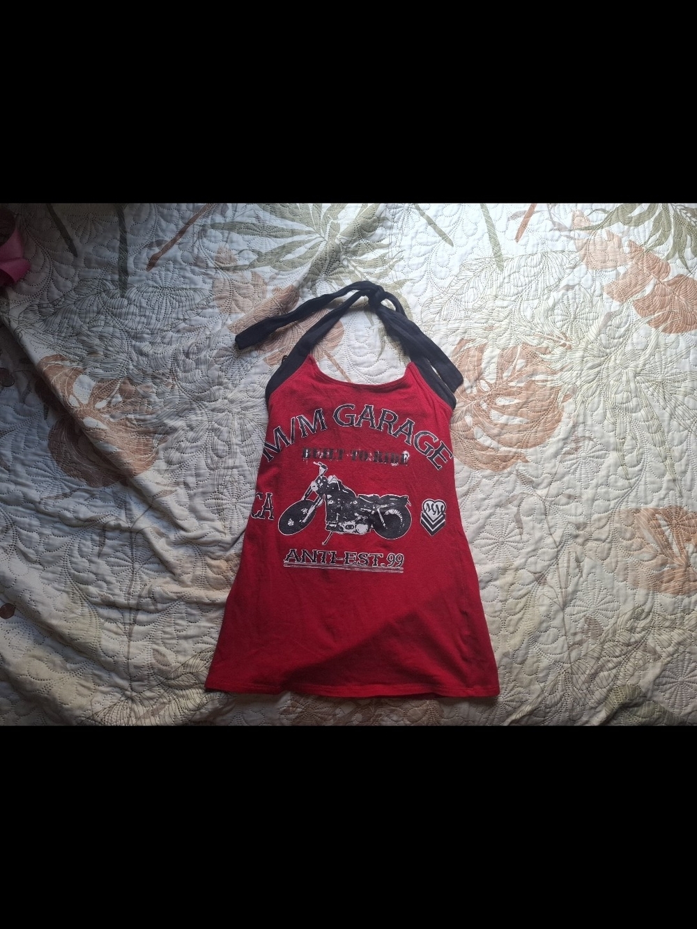 Women's Red Graphic Halter Tank Top
